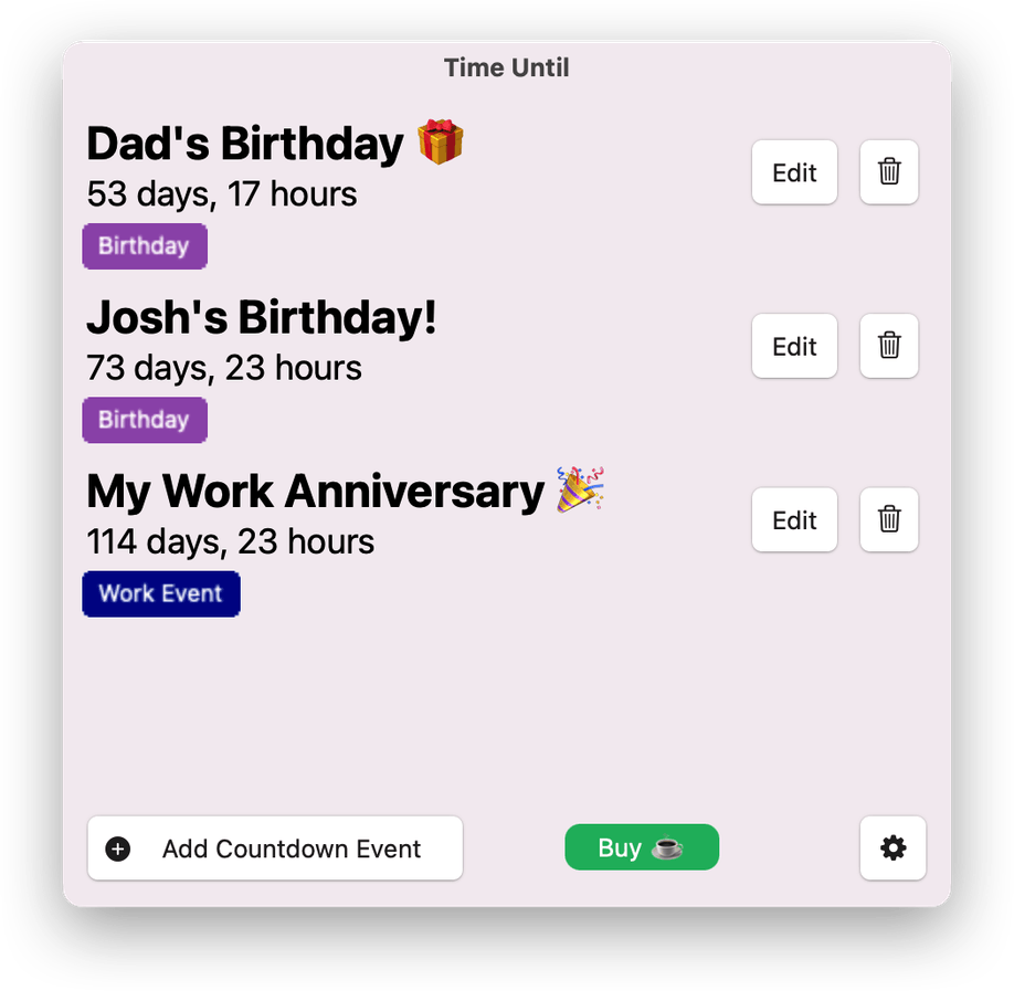 Time Until screenshot